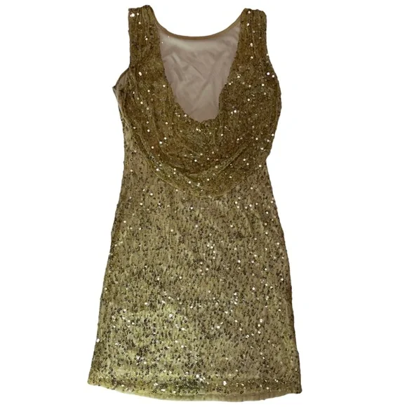 Pisarro Nights | Dresses | Pissarro Nights Cowl Back Gold Sequin Dress Size  6 | Poshmark